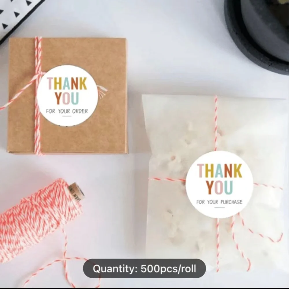 500pcs/roll 1” round thank you‎ stickers